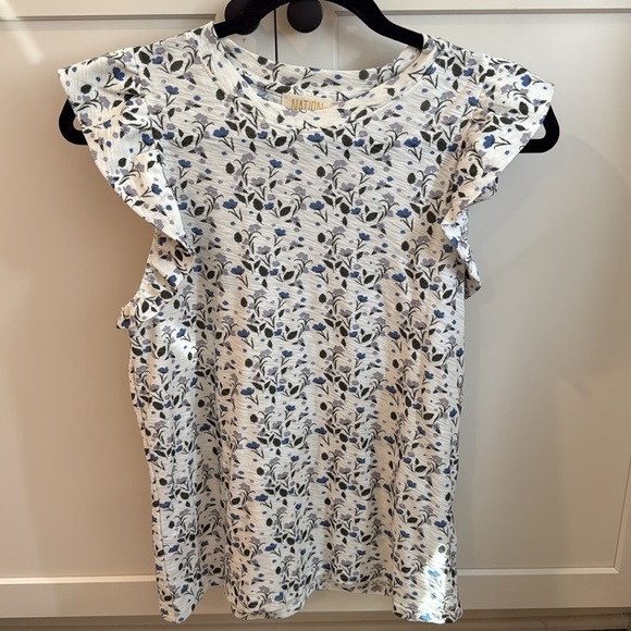 Evereve • Nation Ltd Paulette Ruffle Tank White Blue NWOT - Picture 3 of 4